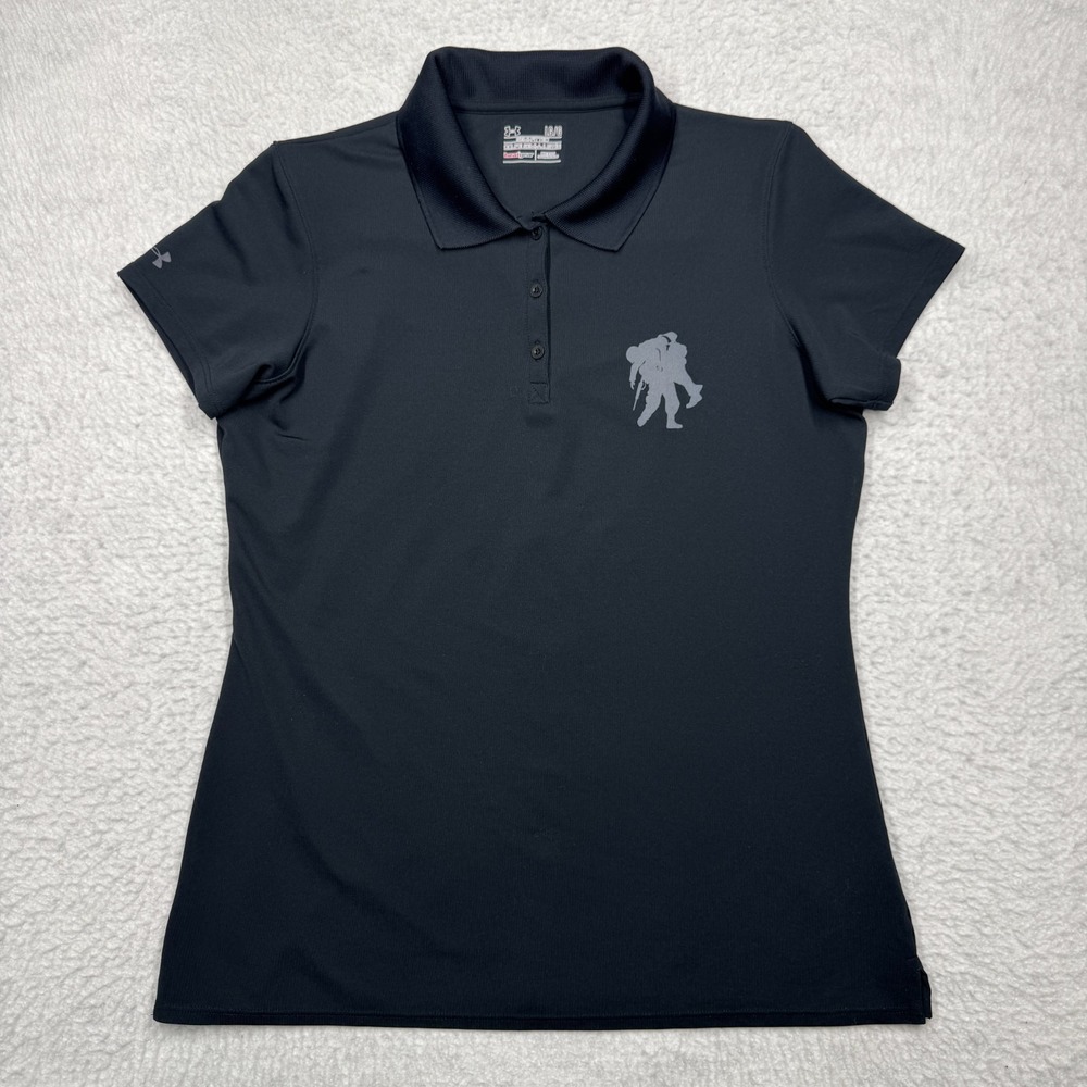 Under Armour Polo Shirt Wounded Warrior Project Embroidered Black Women's Size L